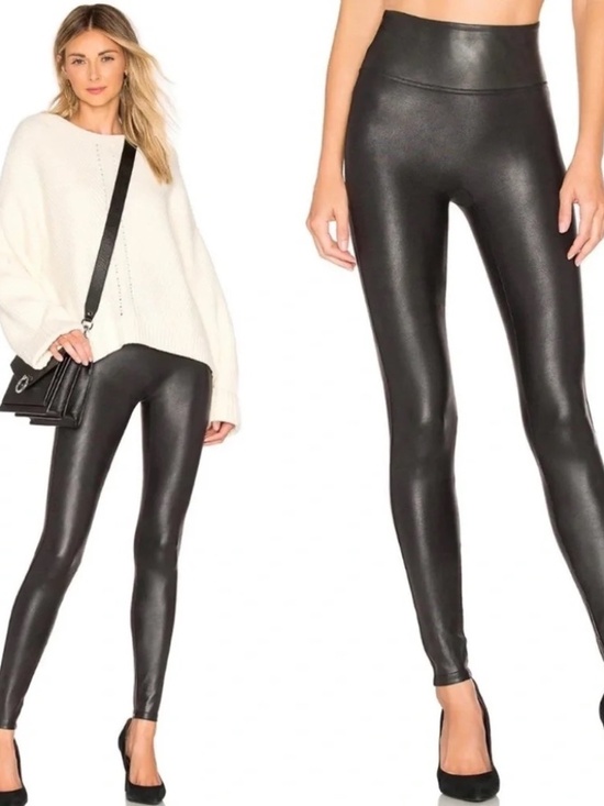 SPANX Pants - SPANX Black Faux Leather Jeggings